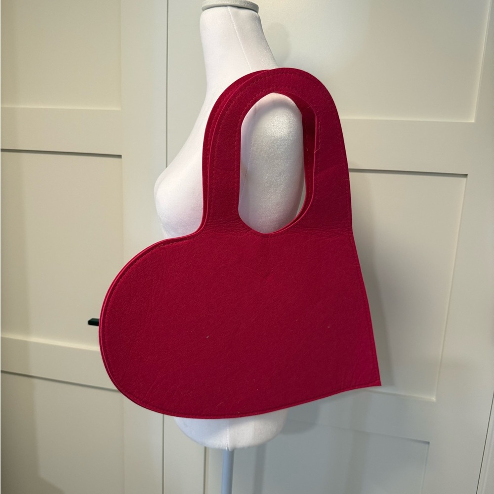 Heart Shaped Tote Bag | Red Felt Valentine Statement Bag